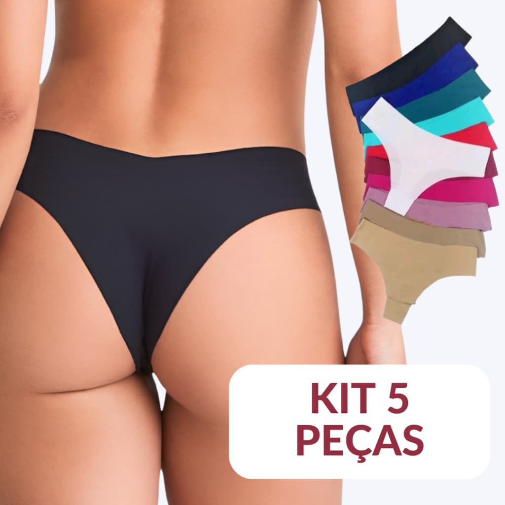 Kit 5 Calcinhas Sem Costura Corte a Laser | Invisível, Leve e Ideal para Academia