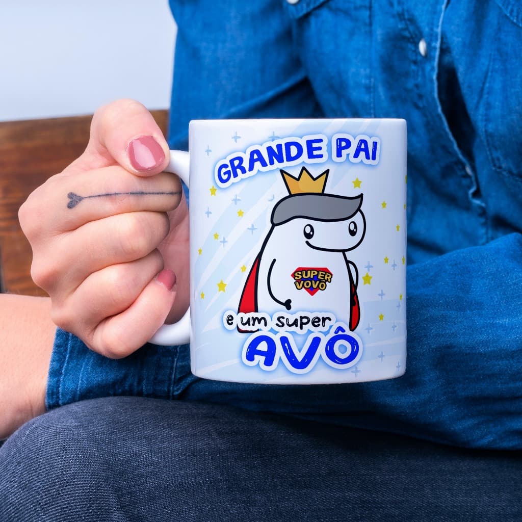 Caneca Xícara Dia dos Pais Personalizada Grande Pai E Um Super Avô Divertida OFERTA RELÂMPAGO