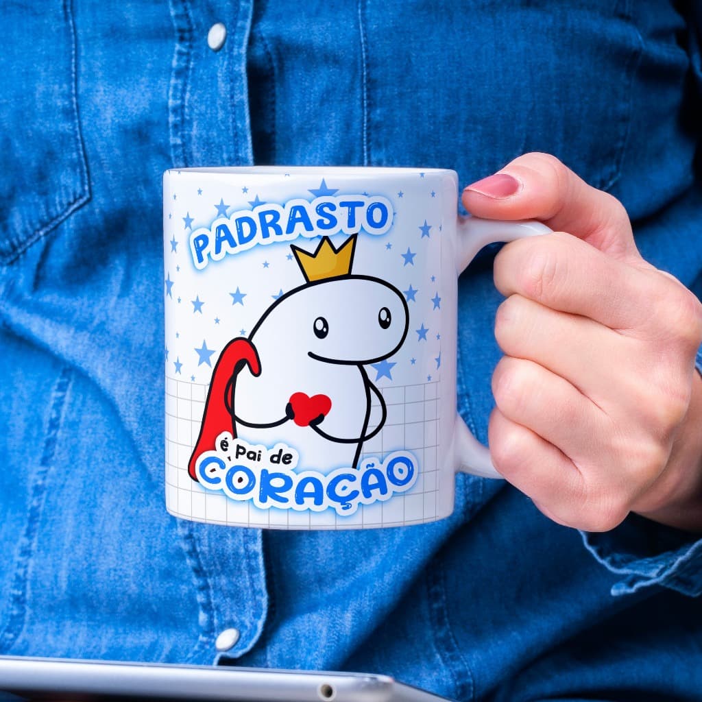 Caneca Xícara Dia dos Pais Personalizada Padrasto É Pai De Coração Divertida OFERTA RELÂMPAGO