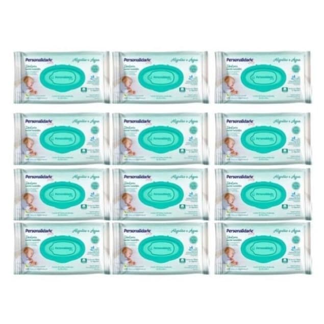 Kit C12 Toalha Umedecida Baby Algodão e Água C50