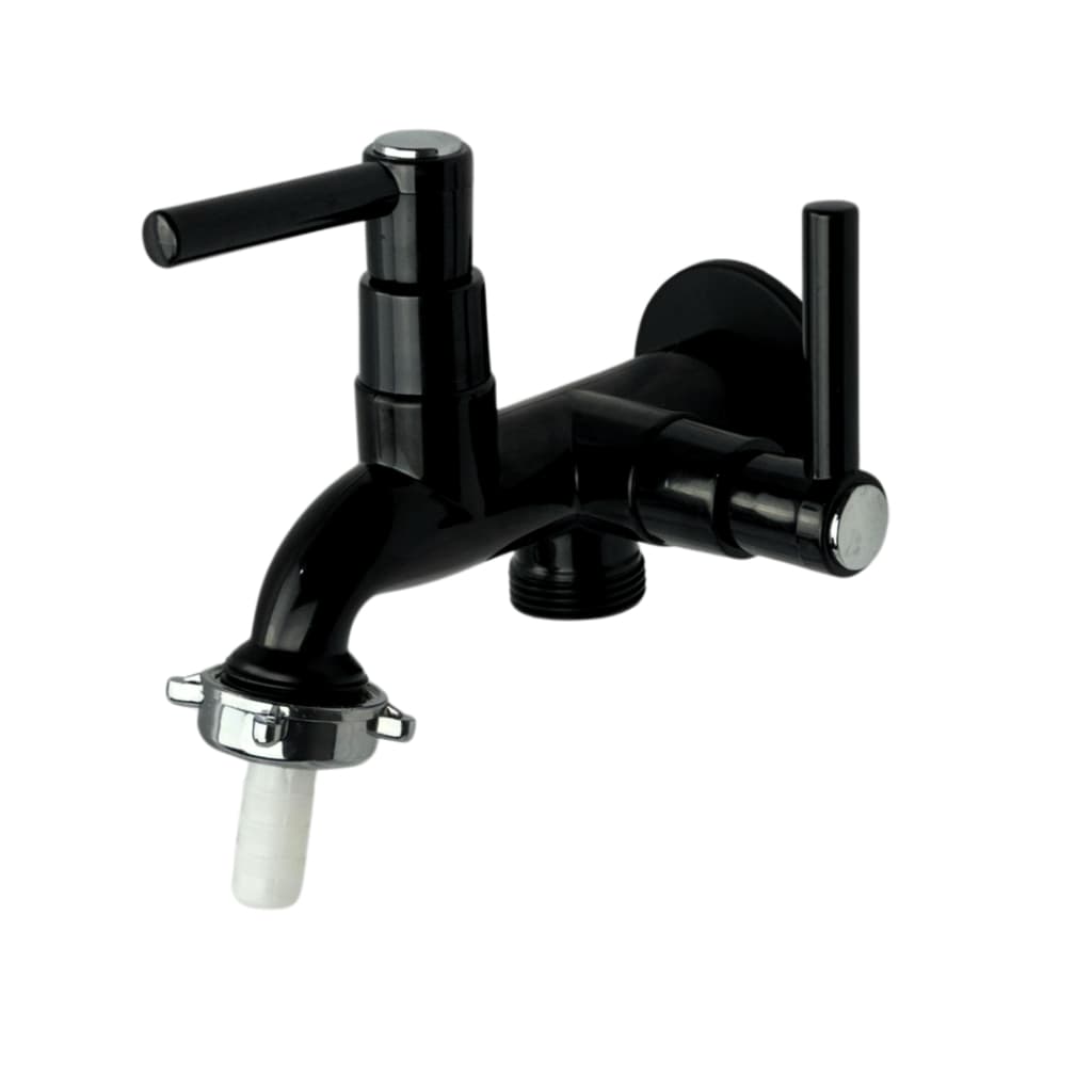 Torneira Para Maquina de Lavar Dupla Saída Abs Preto C-72 C/Bico