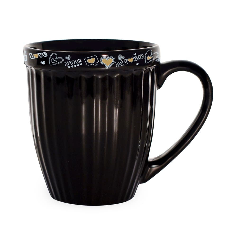 Caneca Itália Romance Dia Dos Namorados Coração Preto 390ml