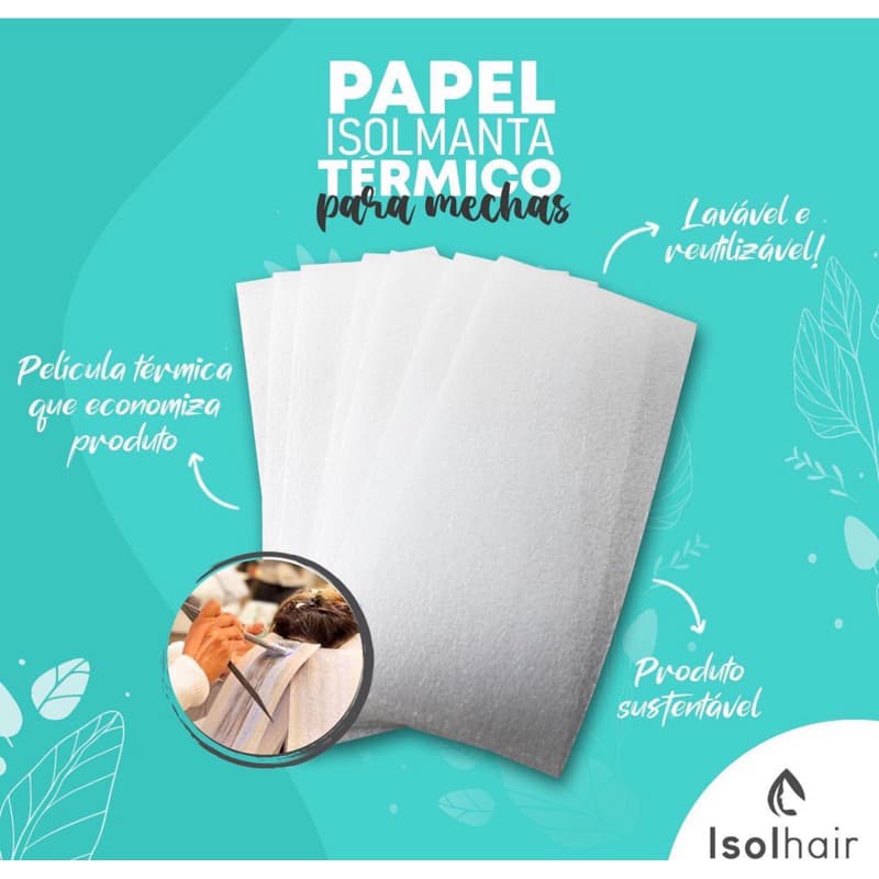 Isolhair Papel Isolmanta térmico para mechas e Reflexos  REUTILIZAVEL sem Velcro  Sos Original - 50 Unidades