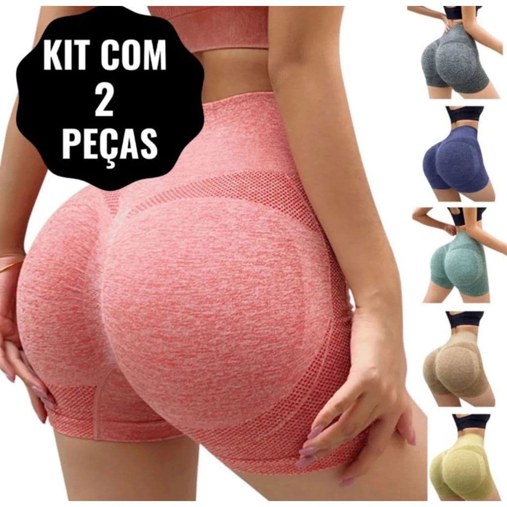 kit 2 Short Legging Feminina Bermuda Cintura Alta Levanta Bumbum Fitness Yoga Esportiva