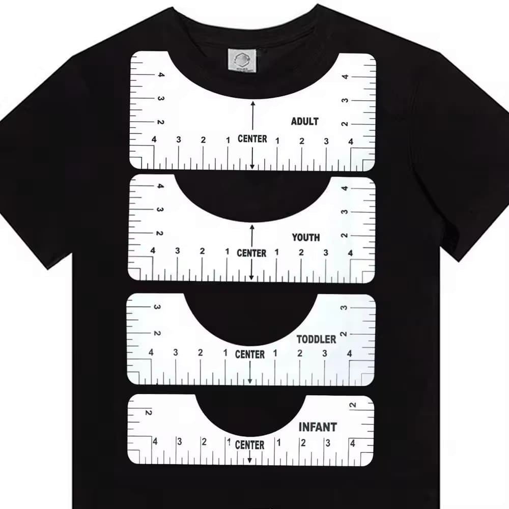 Régua Gabarito Kit com 4 Réguas Guia Para Sublimação Estampa Recorte em Camisetas Flexível em PVC