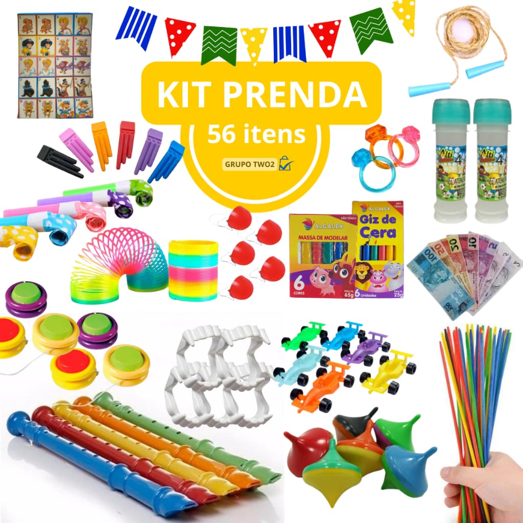 Kit 56 Prenda Festa Junina Brinquedos Criança Lembrancinha para Arraiá