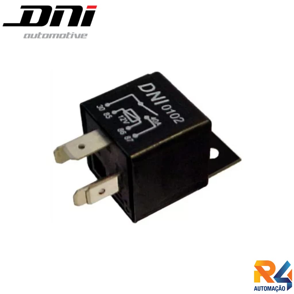 Rele Auxiliar Universal 40a 12v 4 Pinos Com Suporte - DNI 0102