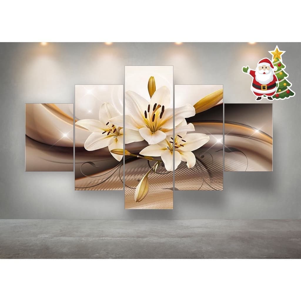 Quadro personalizado flores orquídea 5 peças grande na parede quarto sala envio rápido Move