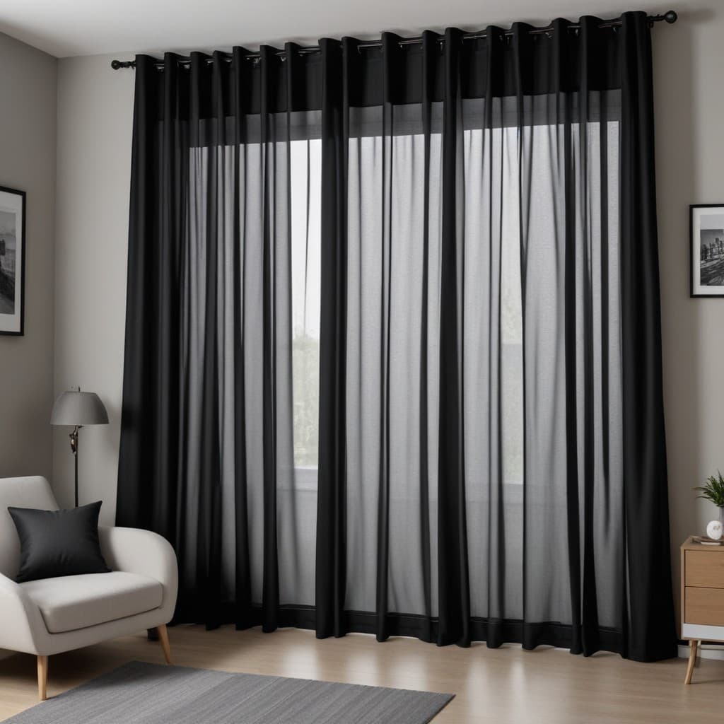 Cortina Sala e Quarto Lisa Preta - 300x280 / 300x250 / 300x230