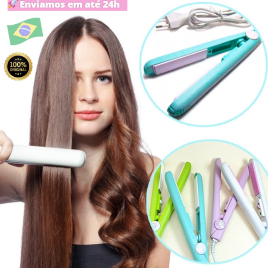Mini Chapinha Alisadora e Modelador de Cabelo Prancha De Bolsa Portátil Cabelo Bivolt