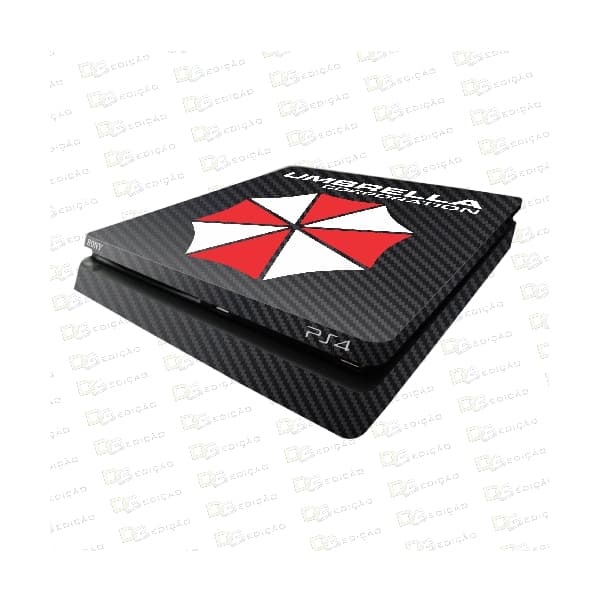 Skin Carbono Ps4 Slim - Resident Evil Umbrella