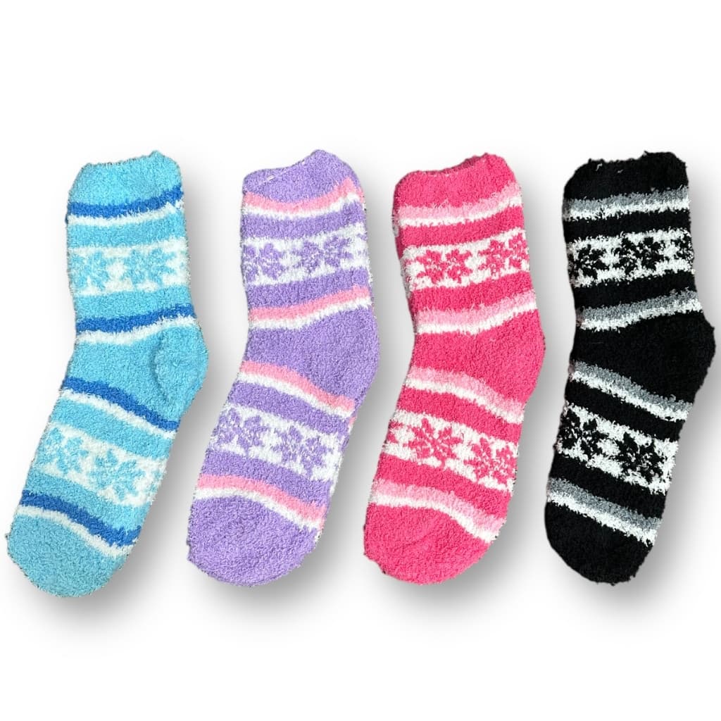 4 Pares Meia Felpuda Longa Feminina Cano Alto Inverno Frio