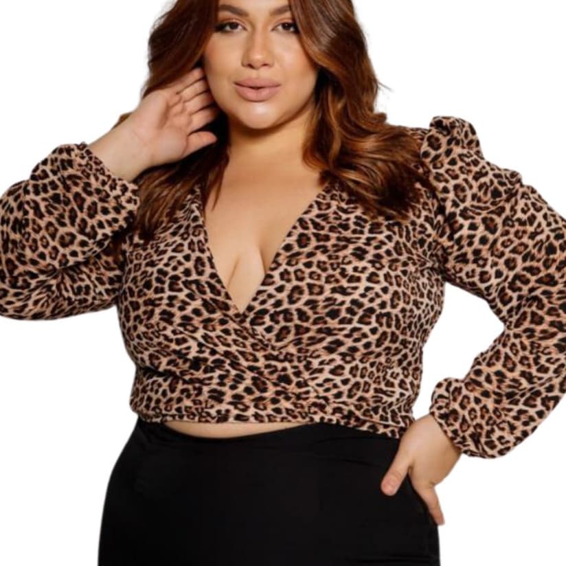 Blusa Cropped Abet Manga Longa Plus Size Inverno -Nany