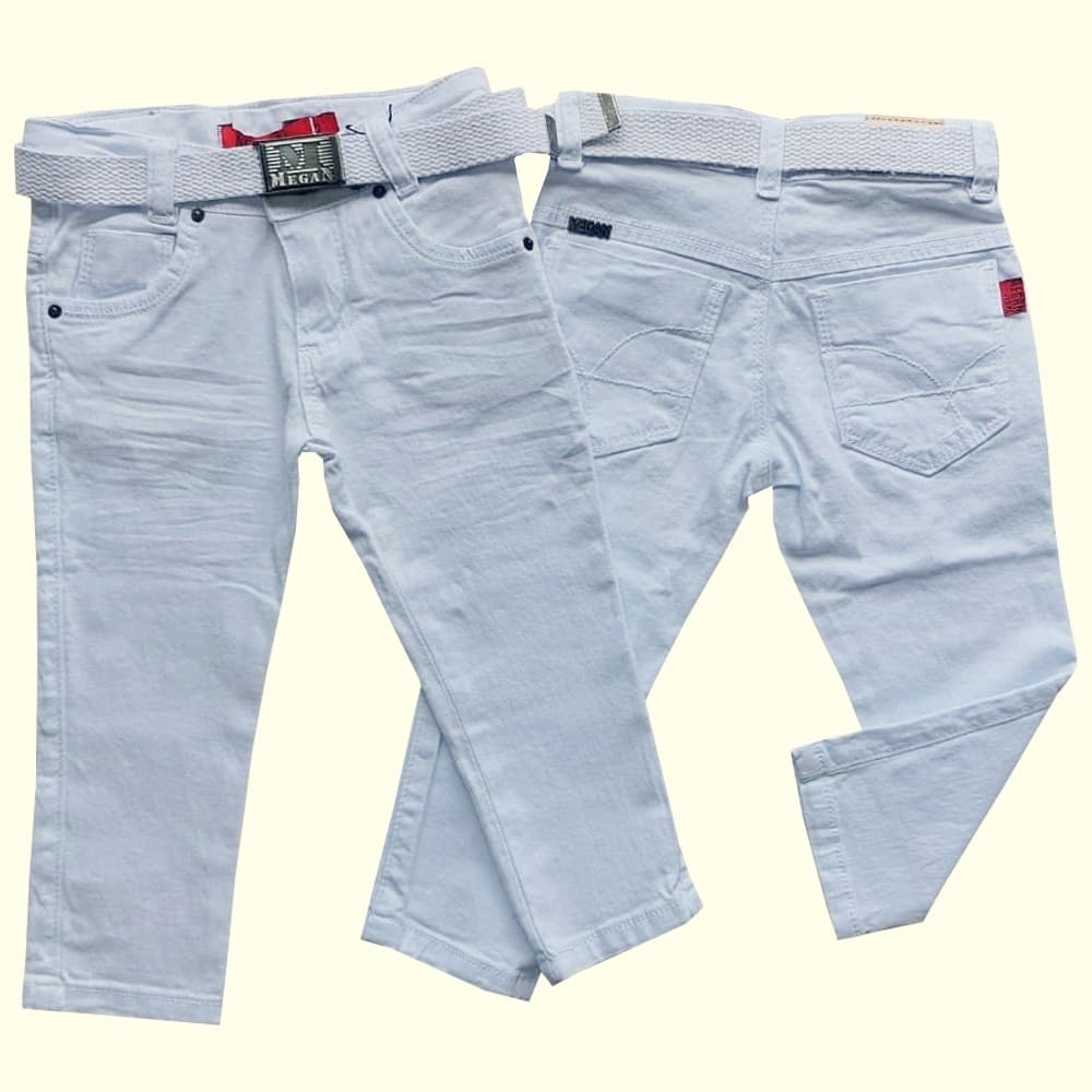Calça Infantil Branca De Batizado Ano Novo Apresentação Bebê Menino Sport estilo Jeans