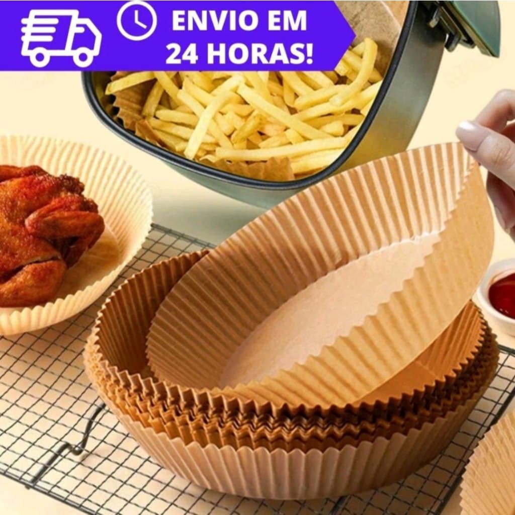 Forma De Airfryer Descartável Redondo  Cozimento Protetor Forro Tapete