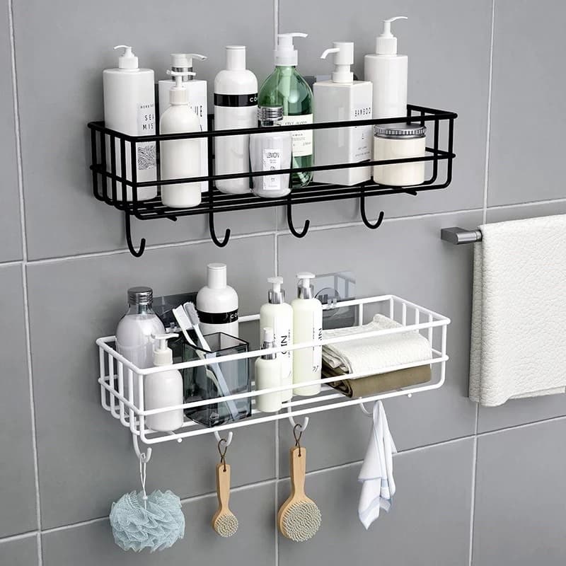 organizador metal parede do banheiro prateleira do chuveiro de banho rack de armazenamento adesivo