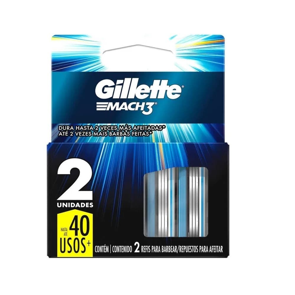 CARGA PARA APARELHO DE BARBEAR MACH3 GILLETTE 2 UNIDADES
