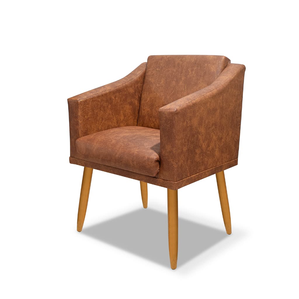 Poltrona Para Sala Recepção Luxo Corino Whisky