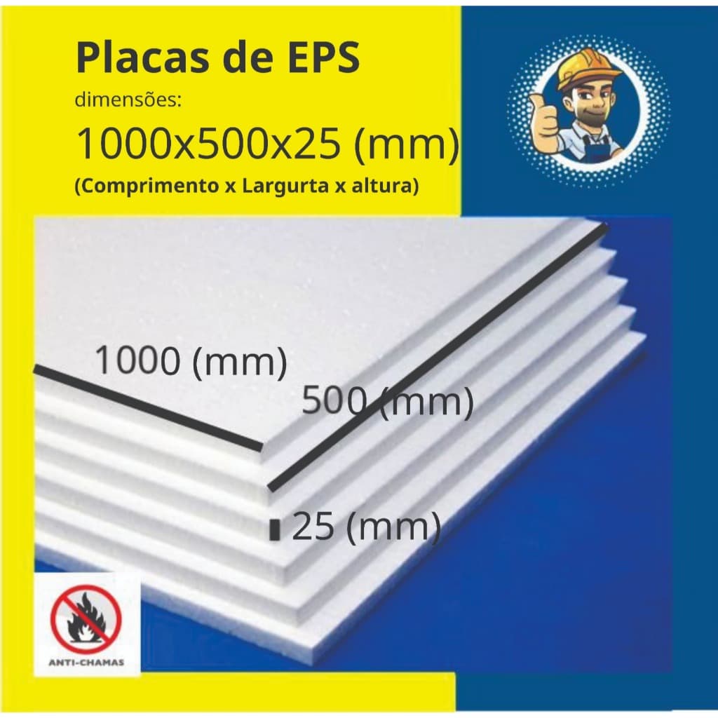 10 Placas de Isopor/EPS com 25mm espessura