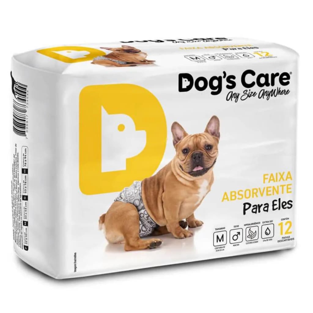 Fralda Higiênica Descartavel  Dog's Care para Macho 12, 24, 36, 48, 60 Unidades - Tam. M
