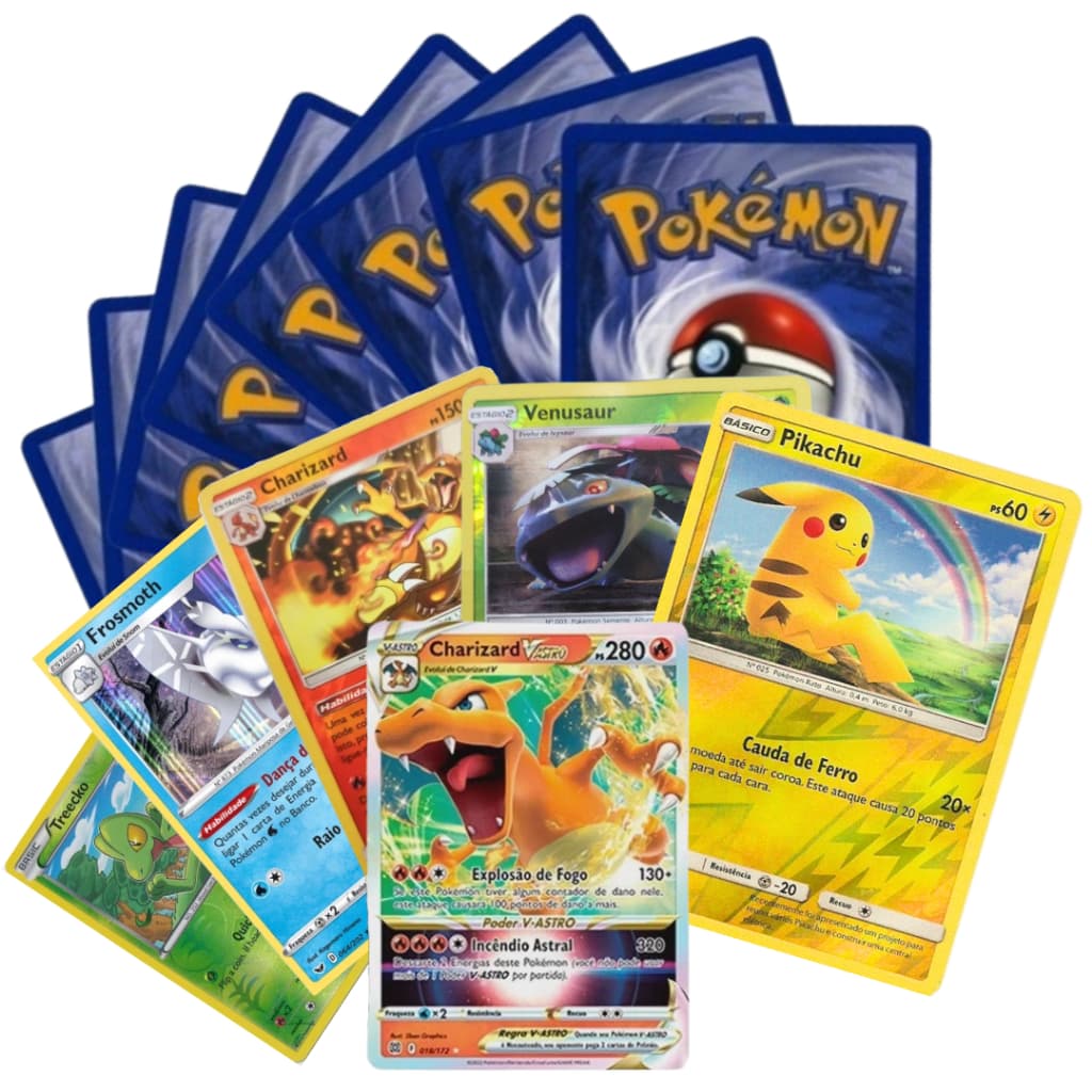 100 cartas Pokémon com BRILHANTE garantida + Ultra Raras - Produto Original Copag - Sem Repetidas