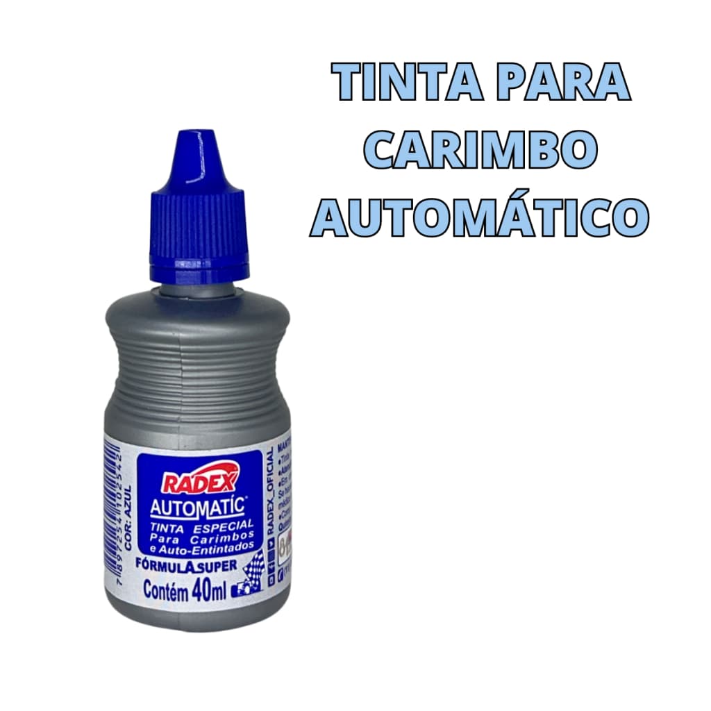 Tinta Para Carimbo Automático Automatic Azul Preta 40ml