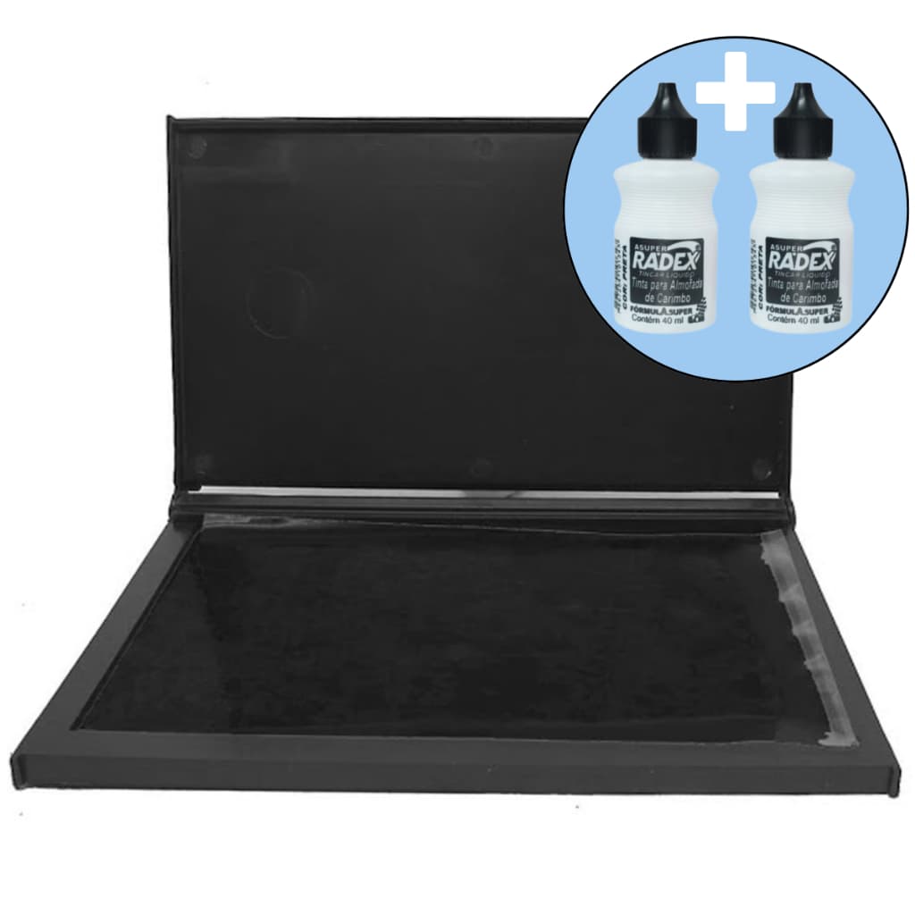 Kit Almofada Carimbo Grande N4 c/ 4 Opções de Cores 16,8 x 9,8 cm com 2 Tintas Extras