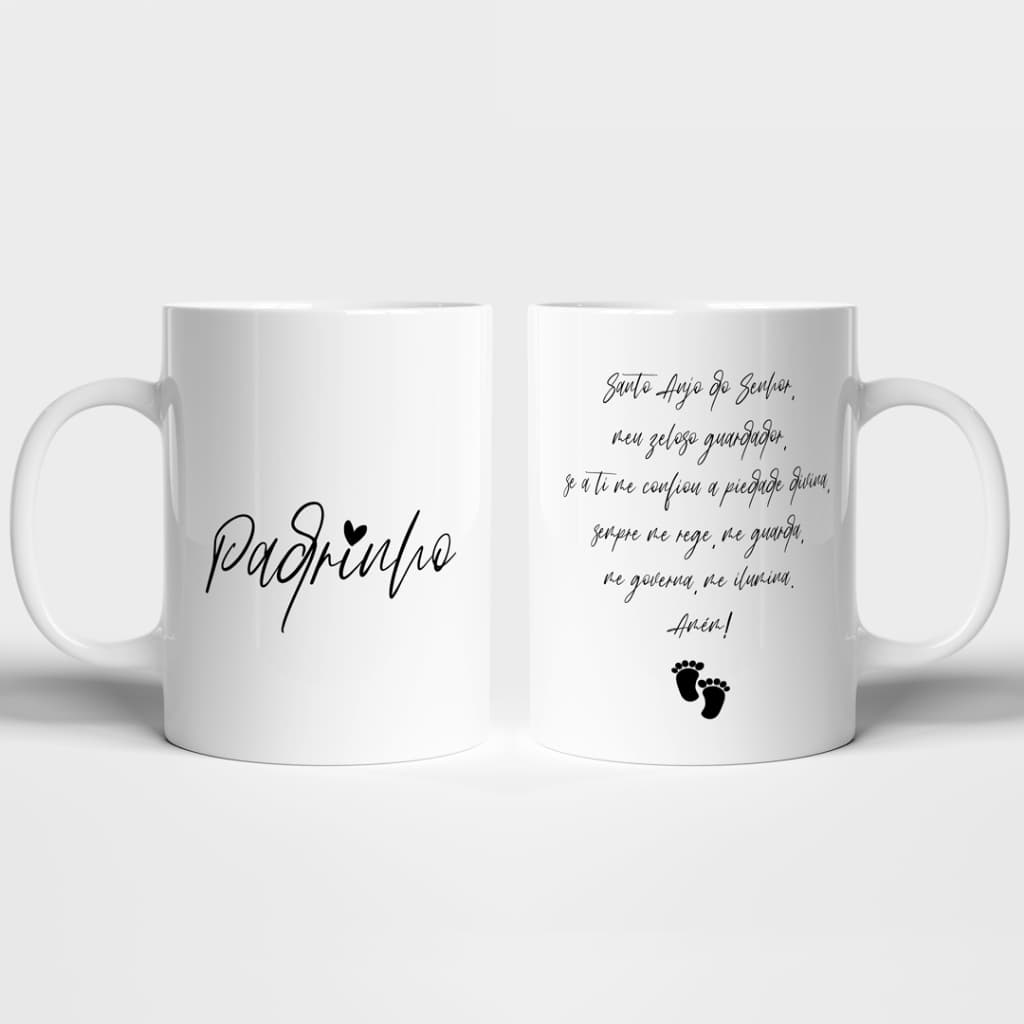 Caneca de Porcelana Branca Padrinhos