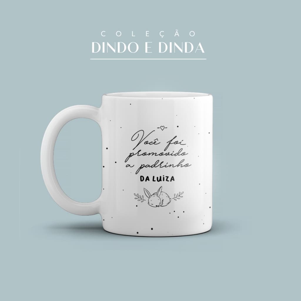 Caneca de Porcelana Branca Presente para Padrinhos