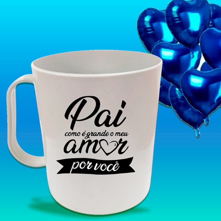 KIT COM 25 CANECAS PLASTICA 400ML  PAI  COMO É GRANDE MEU AMOR POR VOCÊ PRESENTE DIA DOS PAIS  -
