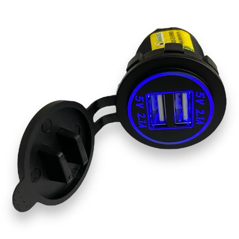 Carregador Tomada Usb Veicular 4.2A( 2.1A + 2.1A ) usb padrão veicular carregamento turbo azul blue