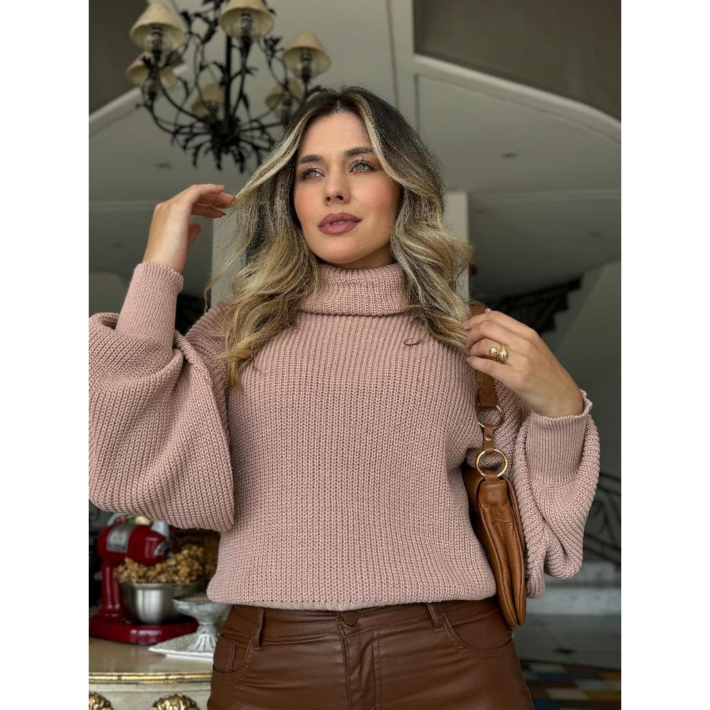 Blusa Manga Bufante Tricô Tendência Moda Blogueira  - Inverno 2026