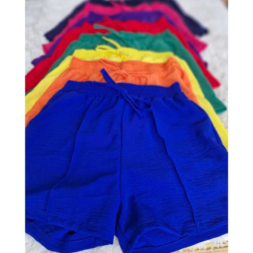 Kit 4 Shorts Duna Sem Bolso Curto Feminino Soltinho Malha Duna não Amassa Básico Verão