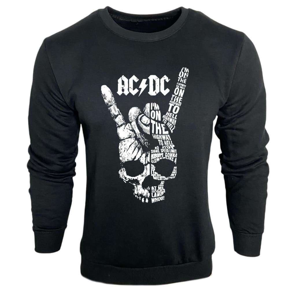 Moletom Rock Banda AC DC Unissex Blusa de Frio Flanelado Inverno Casual Geek Presente