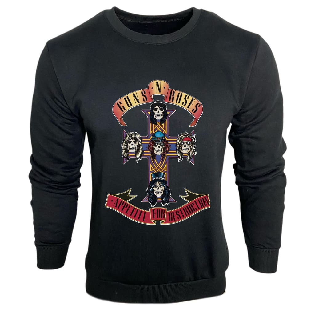 Moletom Guns And Roses Rock And Roll Banda Moletom Unissex Blusa de Frio Flanelado Inverno Casual Geek Presente