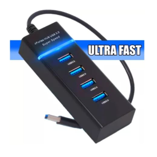 Hub USB 3.0 de 4 Portas Expansor de Alta Velocidade para Conexões Rápidas a 5 Gbps