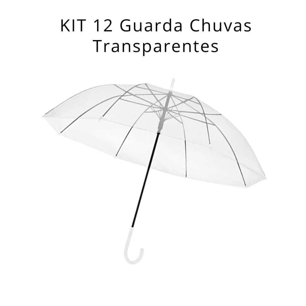 KIT 12 Guarda Chuvas Transparente | Sombrinha Bengala Automático - Guarda Chuva Para Eventos I Fotos