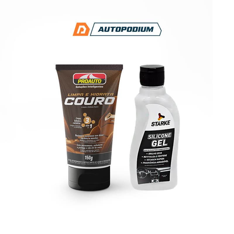 Kit 1 Silicone Gel 200G - Starke + 1 Limpa e Hidrata Couro 150G - Proauto