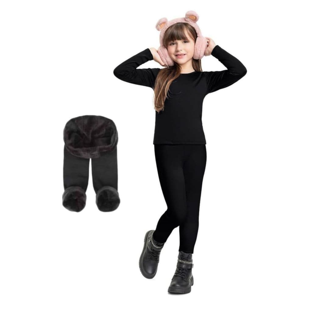Legging INFANTIL peluciada por dentro Calça infantil FLANELADA para menina e menino Cós alto Legging basica