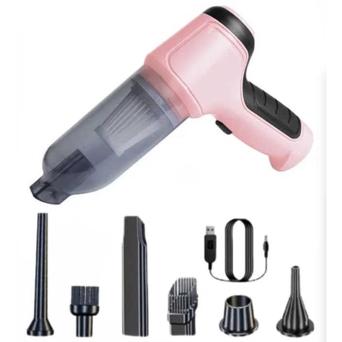 Aspirador De Pó Rosa Sem Fio Portátil Forte Sucção Limpeza