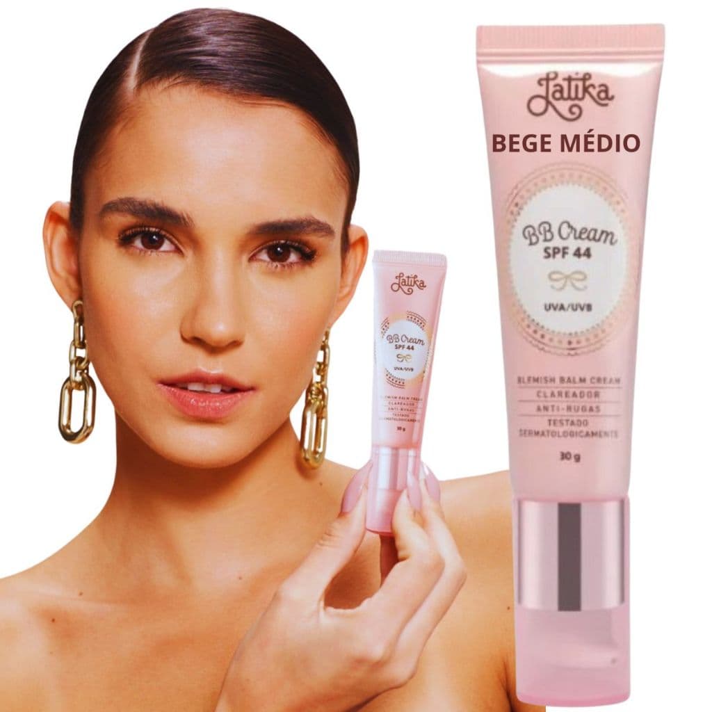 Base Bb Cream Bege Médio Fps 44 Clareador Latika Alta Cobert