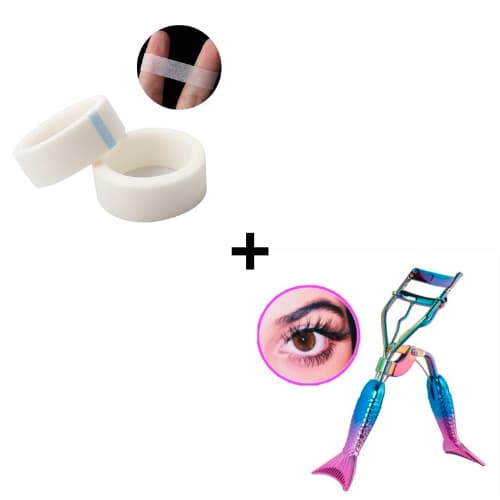 Kit 1 Curvado De Cílios Curvex Cilios Postiços Sereia+ 1 Fita 4,5m micropore alongamento de cílios