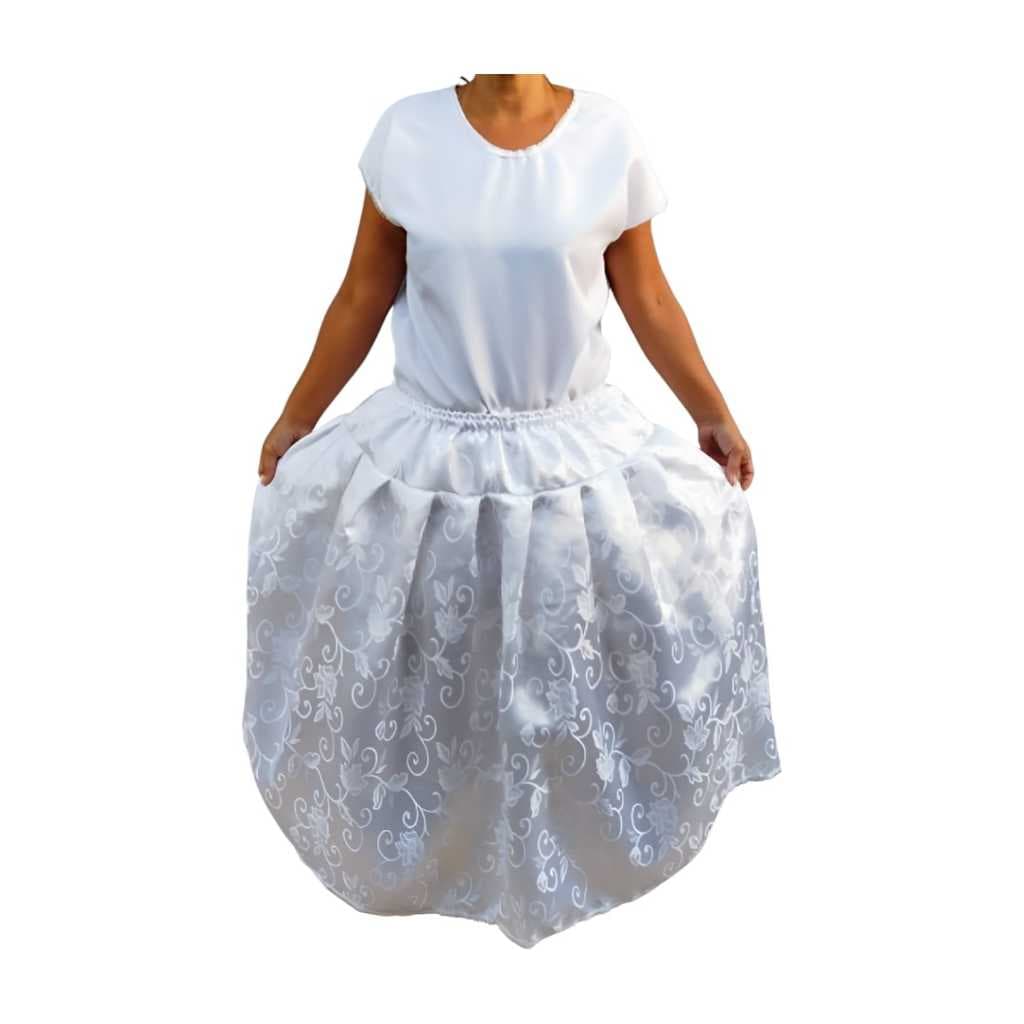 Saia Cetim Brocado  Umbanda Candomblé Jacquard Feminina Roupa de Ração 3 metros de roda.
