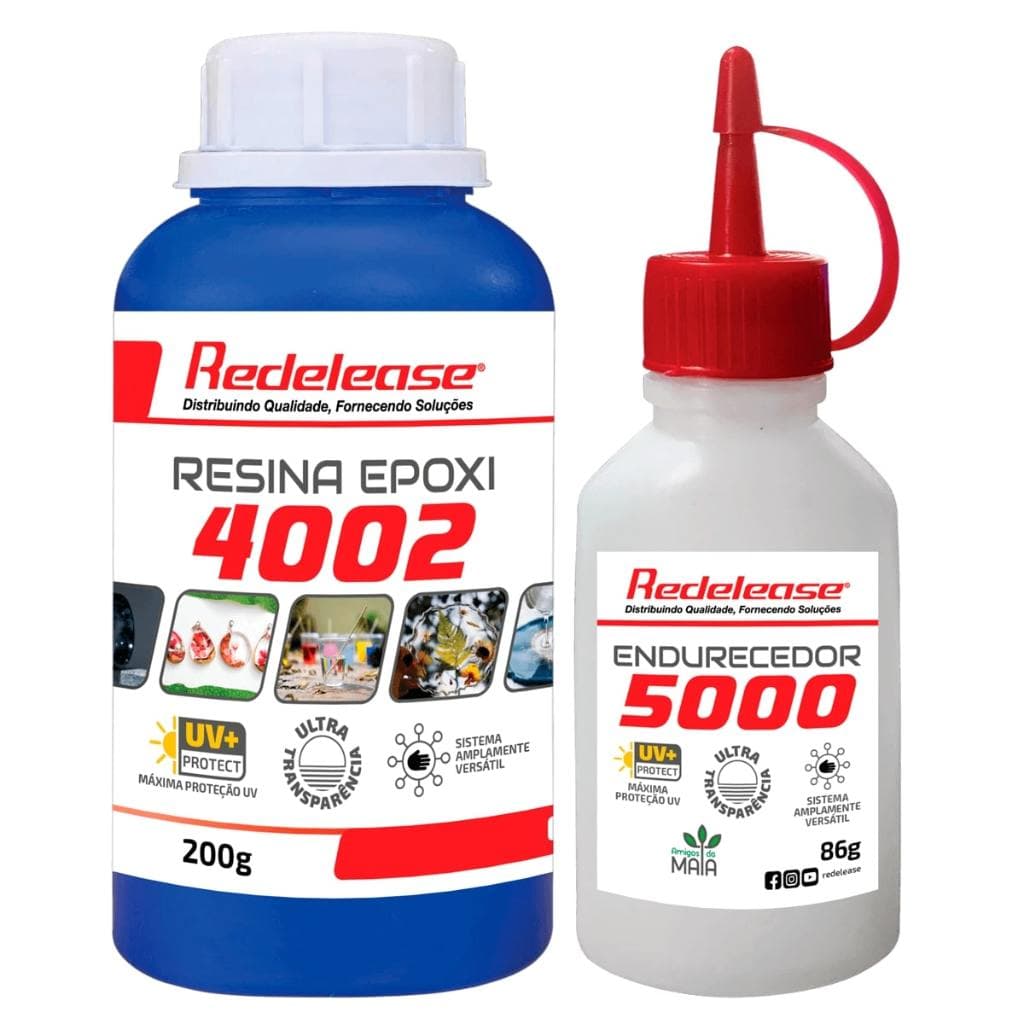 Resina Redelease Epoxi 4002 Alta Viscosidade ULTRA TRANSPARENTE e Proteção UV Com Endurecedor (286 g)