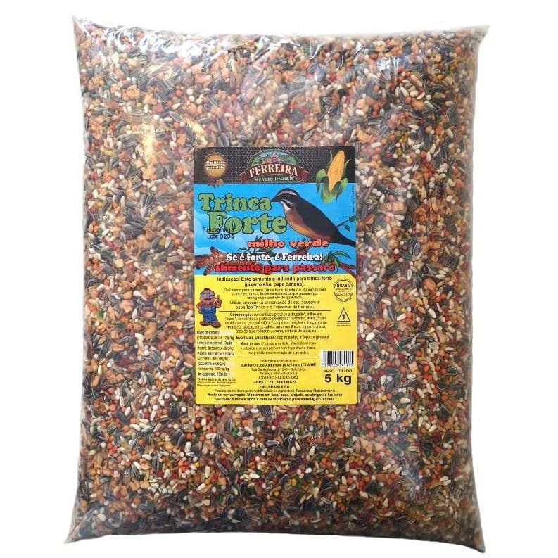Ração para Trinca Ferro Milho Verde Ferreira Trinca Forte Mistura de Sementes 5kg