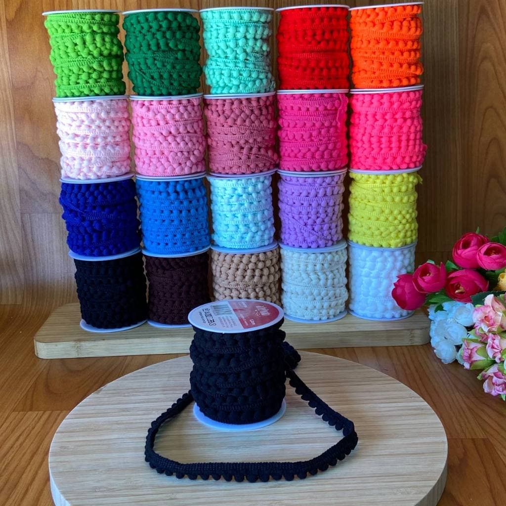 Fita Pompom 1,2CM 10 Metros No Rolo Ou Mais