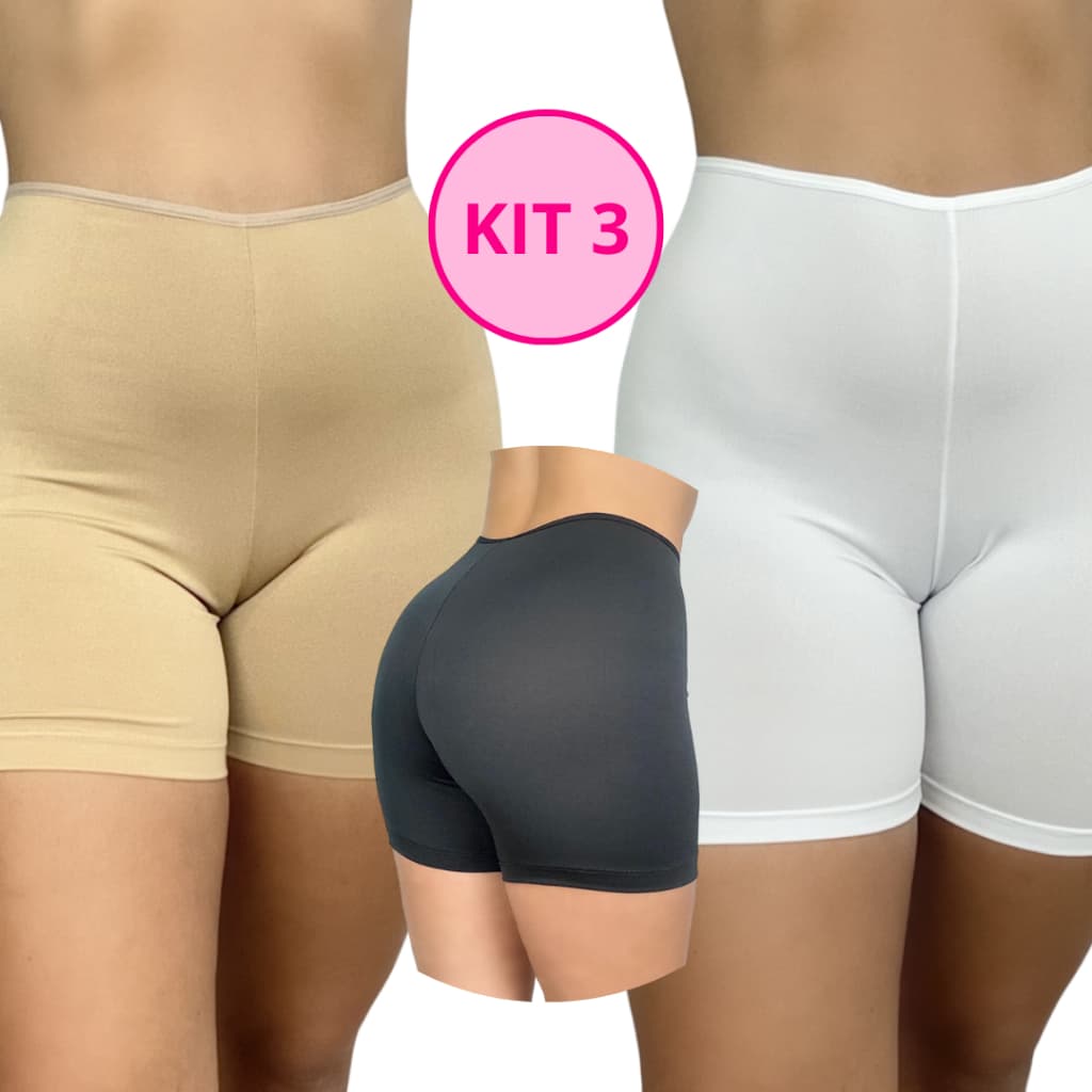 KIT 3 Segunda Pele Short Bermuda Íntima Anágua Para Usar Debaixo Do Vestido