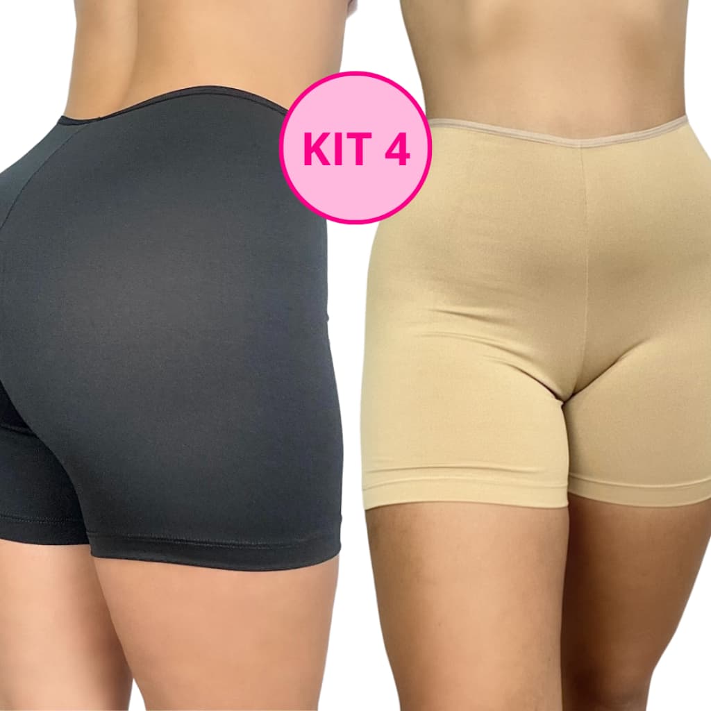 KIT 4 Segunda Pele Short Anágua Bermuda Íntima Feminina