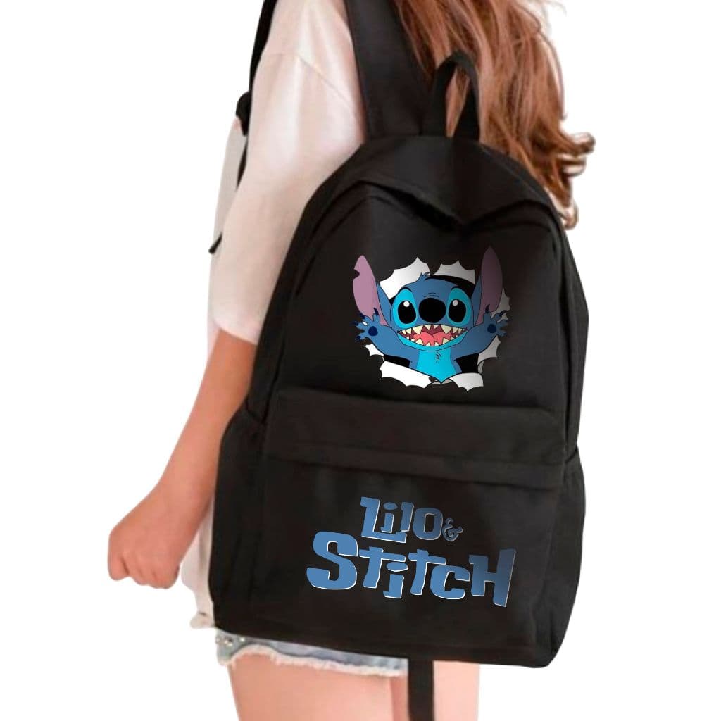 Mochila  Stitich E Estojo Feminina Escolar Juvenil Reforçada  Volta Aulas Faculdade Espaçosa Viagem