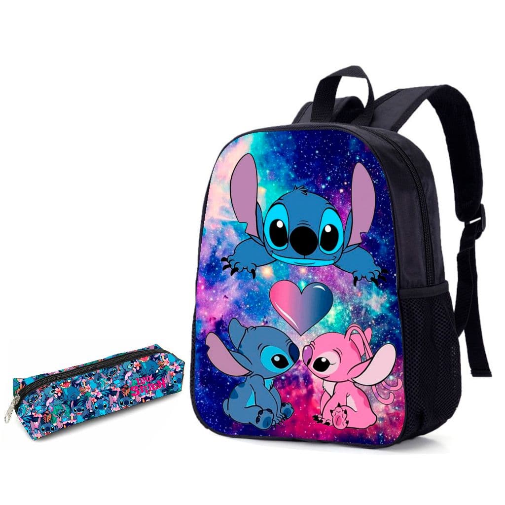 Mochila e Estojo Lilo-Stitch-mochila-bolsa adolescentes para viagens, escola